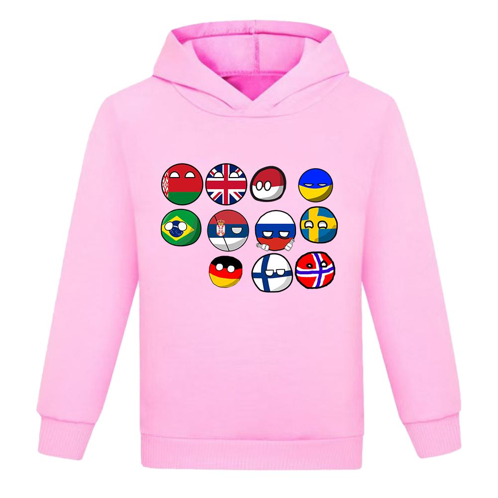 Kids Polandballs Countryballs Cartoon Hoodie Funny Girl 3D Printed Kids Sweatshirts Boys Trendy National Balls Pullovers