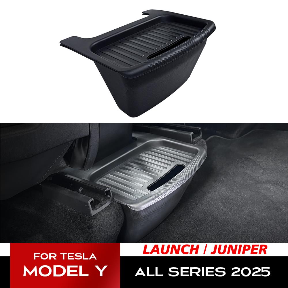 Rear Seat Storage Box For Tesla New Model Y - Launch Juniper Organizer Bins Backseat Trash Can Garbage Bag Tray