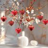 12 Pcs Valentines Heart Shaped Ornaments Heart Tree Ornaments Hanging Hearts Baubles for Valentine's Wedding Anniversary Hanging Decorations (Red)