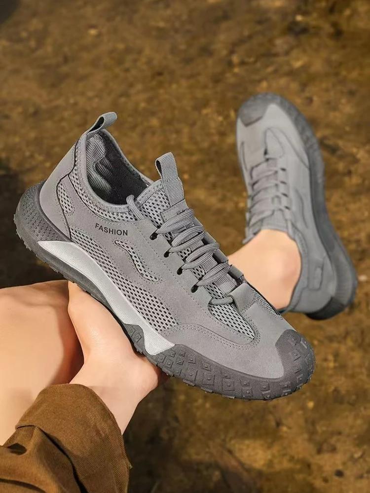 Fashion Breathable Men's Casual Sneakers Gray Thick Platform Unisex HikingTrekking Shoe In Promotion Walking Light Gym Male Sports Shoes