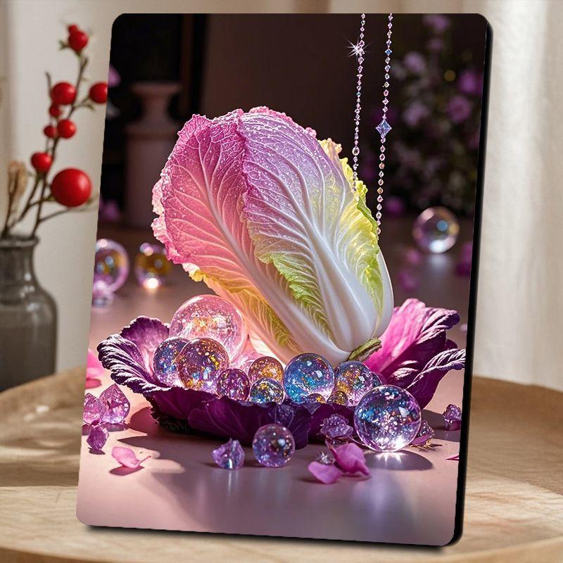 Colorful Cabbage Recruiting Hundred Wealth Ornament,8-inch Living Room Entrance Wall Decoration Gathering Personalized Figurines
