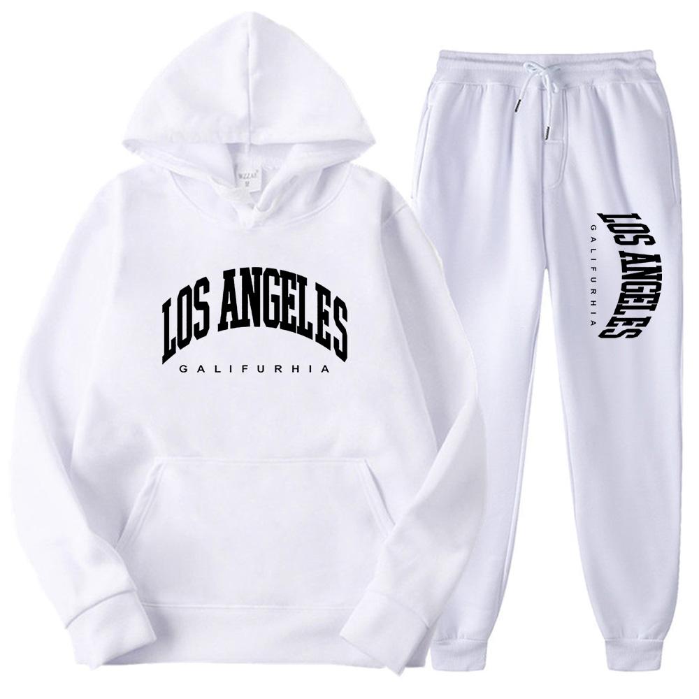 

LOS ANGELES GALIFURHIA Женские спортивные костюмы Модные спортивные костюмы Толстовки + брюки Комплекты из двух предметов Беговые повседневные толстовки Sweatpa S