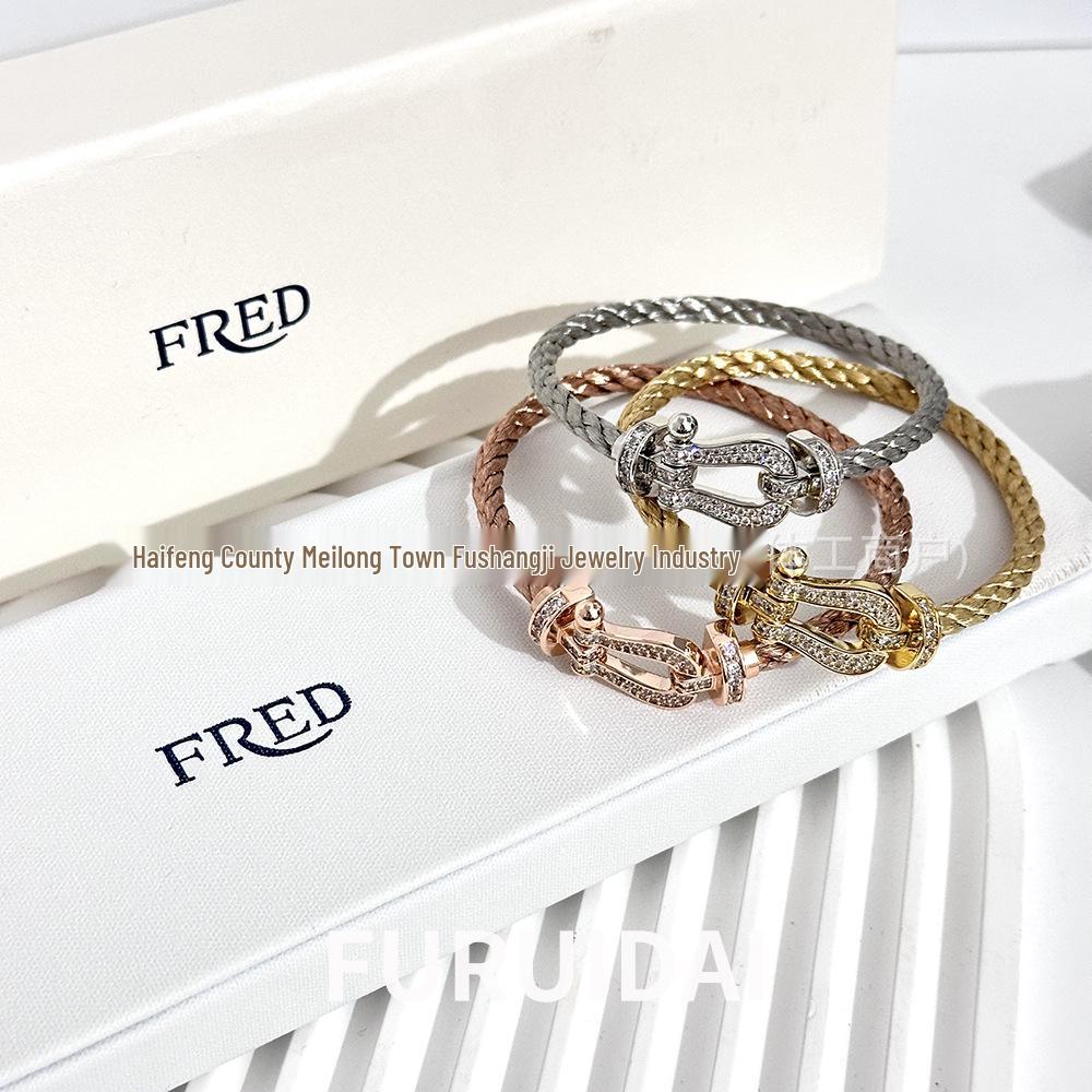Fei Family Diamond Horseshoe Bracelet: Zodiac-Themed DIY Steel Wire for Couples