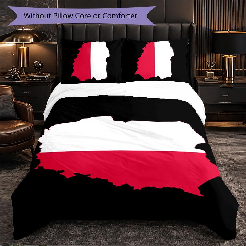 Polen 3-teiliges Bettwäsche-Set Weiches Bettbezug-Set mit Kissenbezügen Bedrucktes Schlafzimmer-Deko-Set für Zuhause