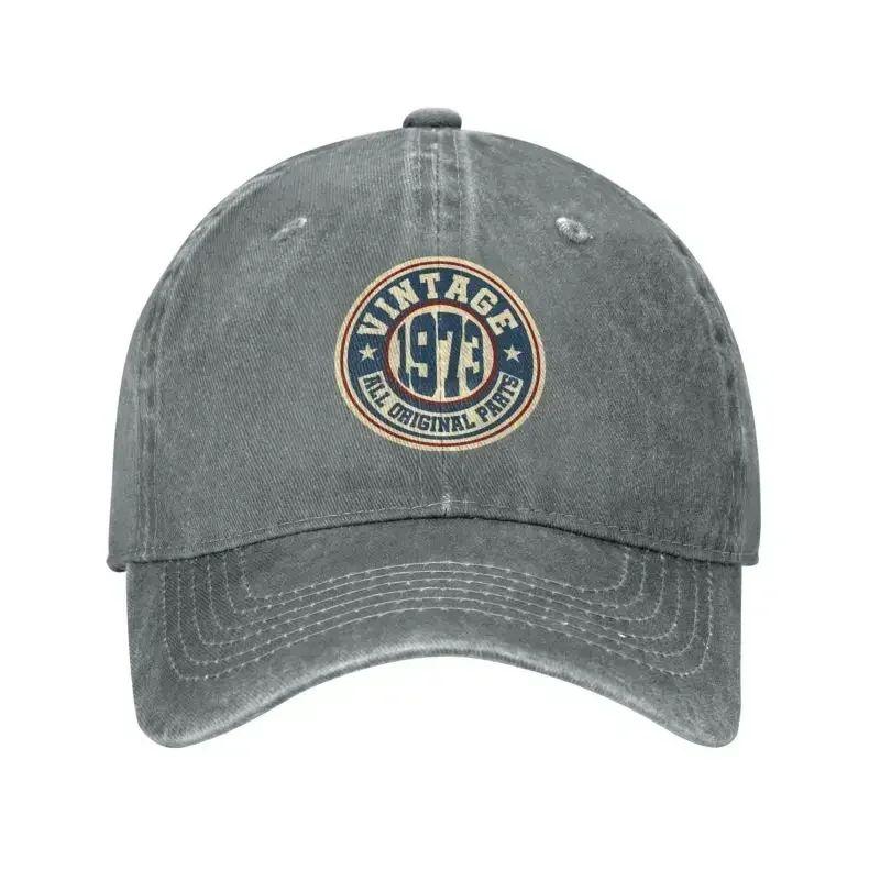 Punk Unisex Baumwolle Retro Vintage 1973 Alle Originalteile Baseballkappe 50. Geburtstag Verstellbare Papa-Kappe für Männer Frauen Hip Hop
