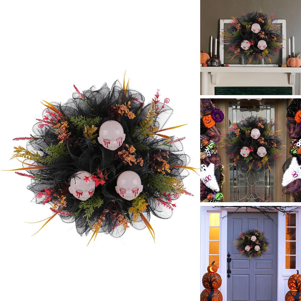 Halloween Skull Wreath Front Door Wreath Artificial Wreath for Front Door Farmhouses Wedding Halloween Decorations