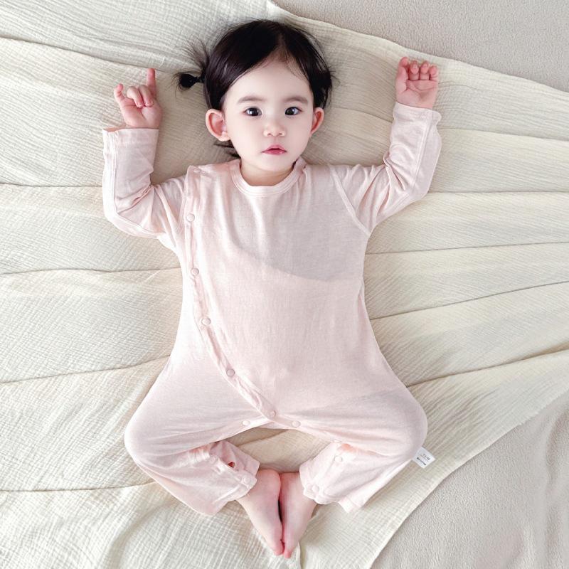 Tagless Double-Layer Cotton Newborn Bodysuit - Breathable, Thin Pajamas for Spring & Autumn
