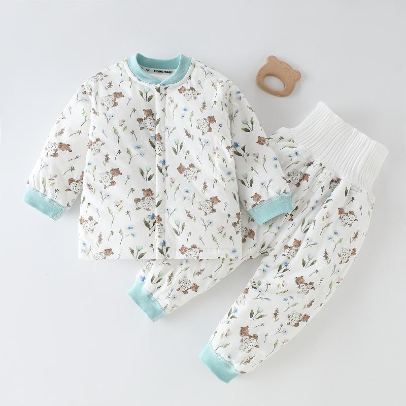 

Комплект для младенцев и малышей с трехслойной хлопковой курткой для мальчиков и девочек, чтобы согреться, комплект хлопкового нижнего белья 110