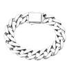 BOCAI S925 Sterling Silver Bracelets for Men Glossy 12mm Cuban Link Chain Flat Wide Bangle Fashion Jewelry