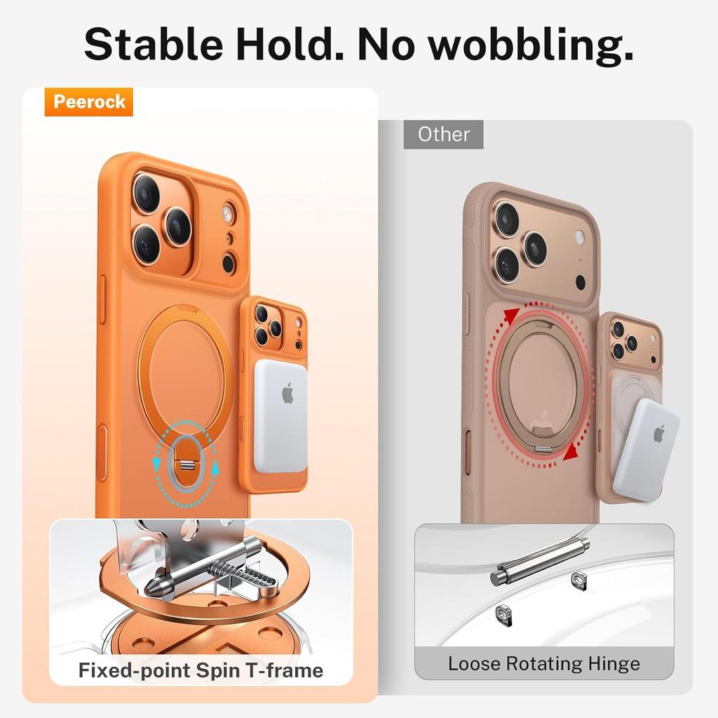 Suitable for iPhone 17 Pro Max Phone Case, 360-degree Rotating Magnetic Stand, Apple 16 Anti-drop Protective Cover 5
