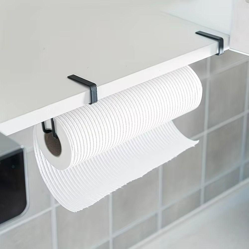 Wall Mounted Under Cabinet Paper Towel Holder Metal Cling Wrap Storage Rack  Toilet