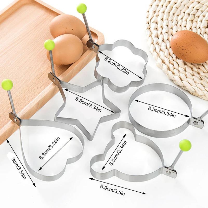 5Pcs Stainless Steel Egg Rings Mold with Handle Round Non-Stick Omelette Pancake Shaper Kitchen Cooking Tools 2