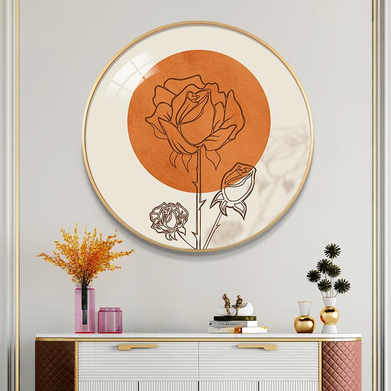 

personalized restaurant decor painting Morandi color scheme art entrance background wall decoration Circular hanging painting 30cm