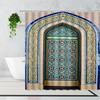 Tenda da Doccia Marocchina 3D Cancello Invecchiato Motivo Geometrico Design Porta d'Ingresso Ingresso Stile Orientale Architettonico Tende da Bagno