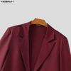 INCERUN Men Lapel Neck Long Sleeve Open Front Tassel Long Blazer Coats