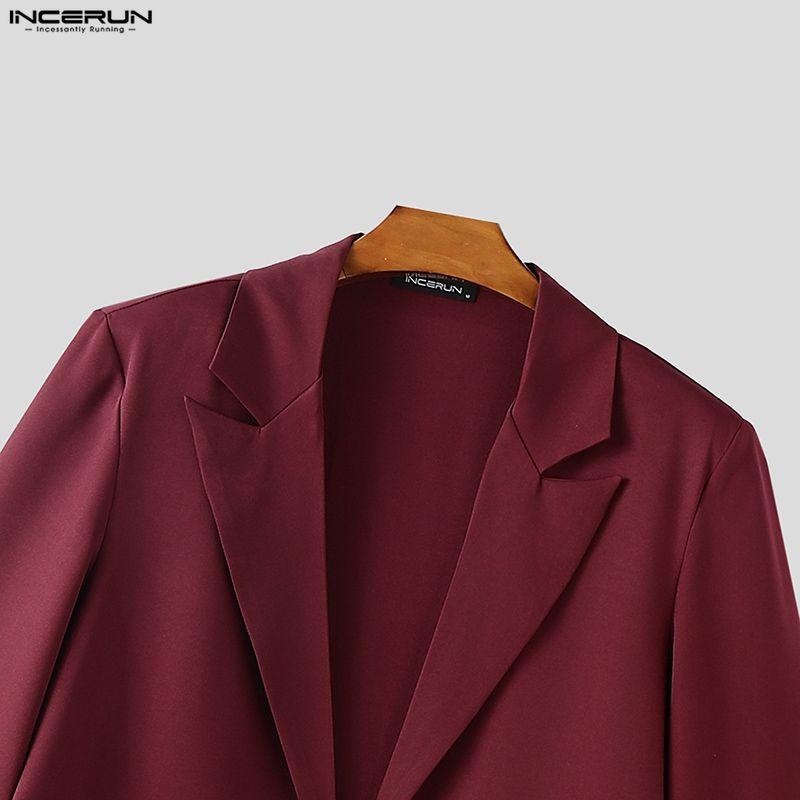 INCERUN Men Lapel Neck Long Sleeve Open Front Tassel Long Blazer Coats