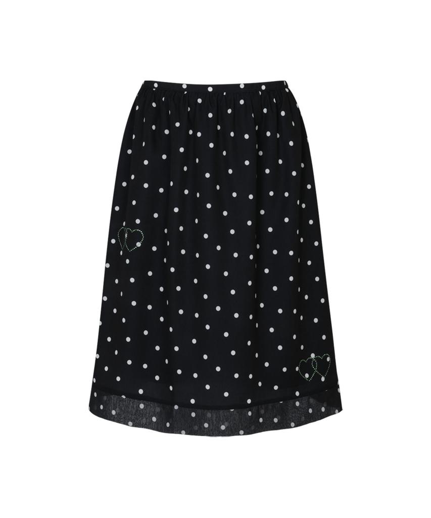 LOULOUSEOUL Heart Dot Midi Skirt (Black)