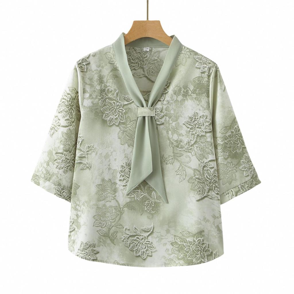 2026 Summer Fashion Set for Short Middle-aged Women: Modern Chinese Style Pullover Top