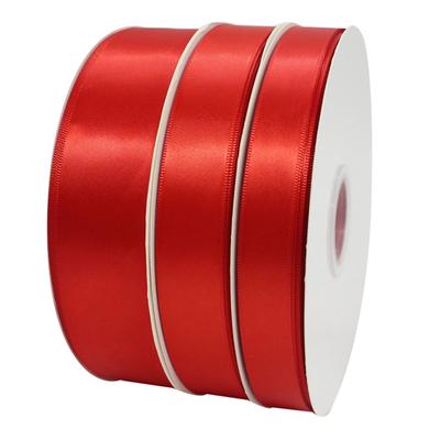 Cinta para Envolver Regalos 99.5yd de Longitud 1.0in de Ancho Poliéster Flexible Cinta Roja de Satén para Decoración Manualidades DIY