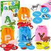 Alphabet Learning Toys for Toddlers, Word Work Small Group Set with 104 Phonics Flash Cards and 26 Animal Figurines, Fun Education Classroom Supplies