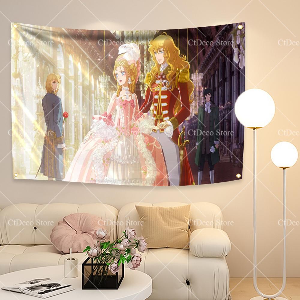 

Гобелен Роза Версаля Четыре отверстия Полиэстер Цифровая печать Флаг Аниме Уличный Внутренний Декор Комната Гараж Сад 29x37in