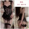 Sexy Pajamas Deep V Gathering Plus Steel Rim Chest Pad Perspective Mesh Large Size Nightdress Suit