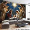 Krippen-Wandteppich, Baby Jesus mit Maria und Josef in der Krippe, Religiöses Wandbehang für Wohnzimmer Schlafzimmer