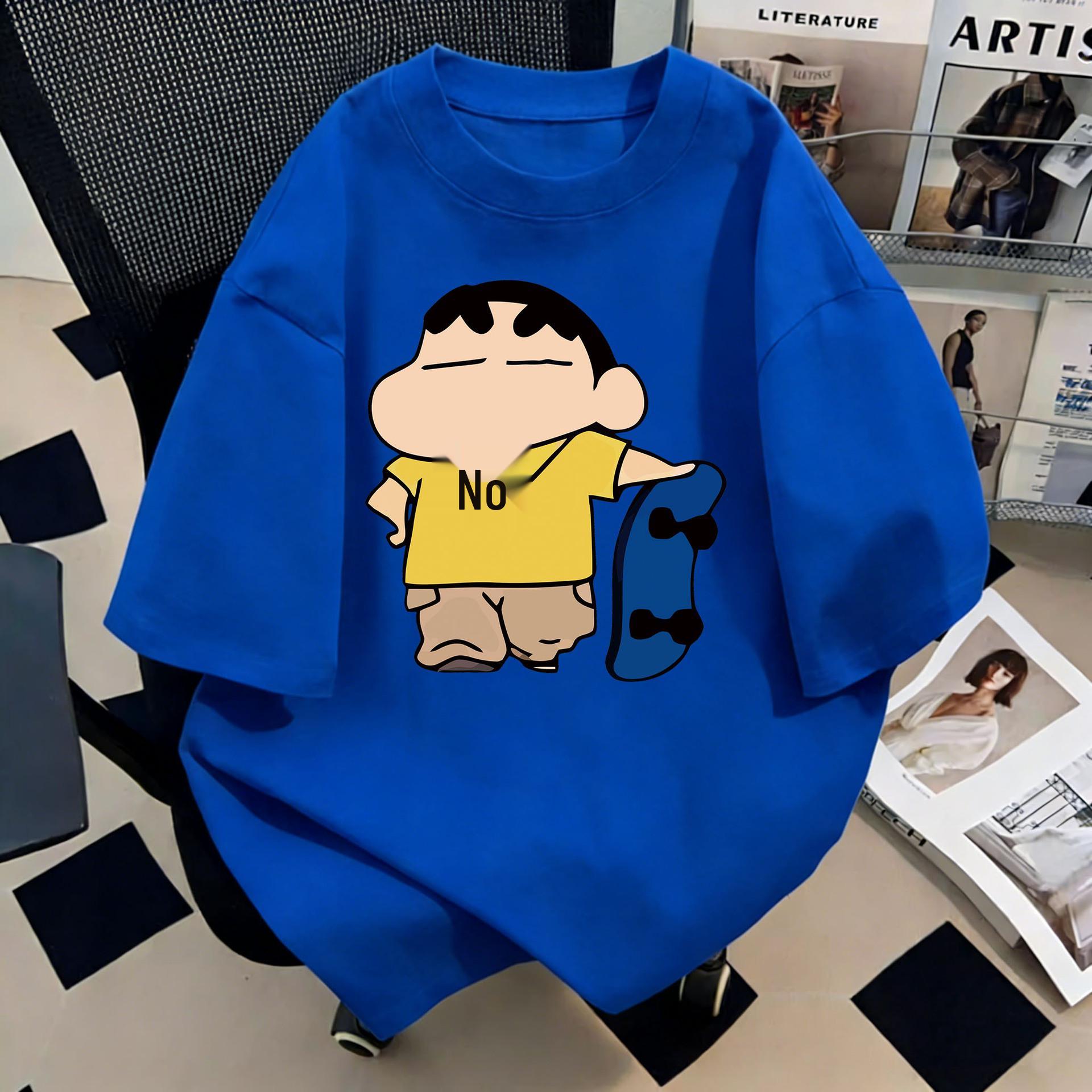 

Crayon Shin-chan Unisex Retro Cotton T-shirt - Summer Short Sleeve, Loose Fit 2XL синій