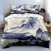 Ink Landscape Painting With Cloudy Peaks Print Bedding Set 1 Duvet Cover 2 Pillowcases For Adult And Children Luxury Gift