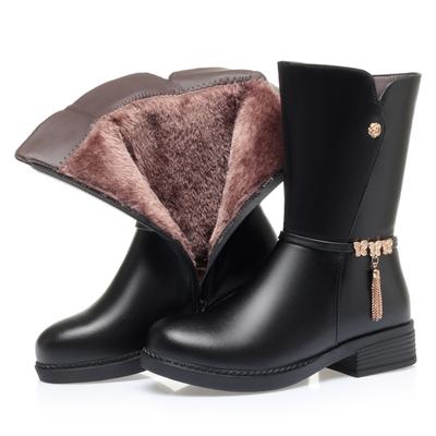 Women Winter Boots Wool Mid-high Boots Women Mid-heel Large Size Women Snow Boots