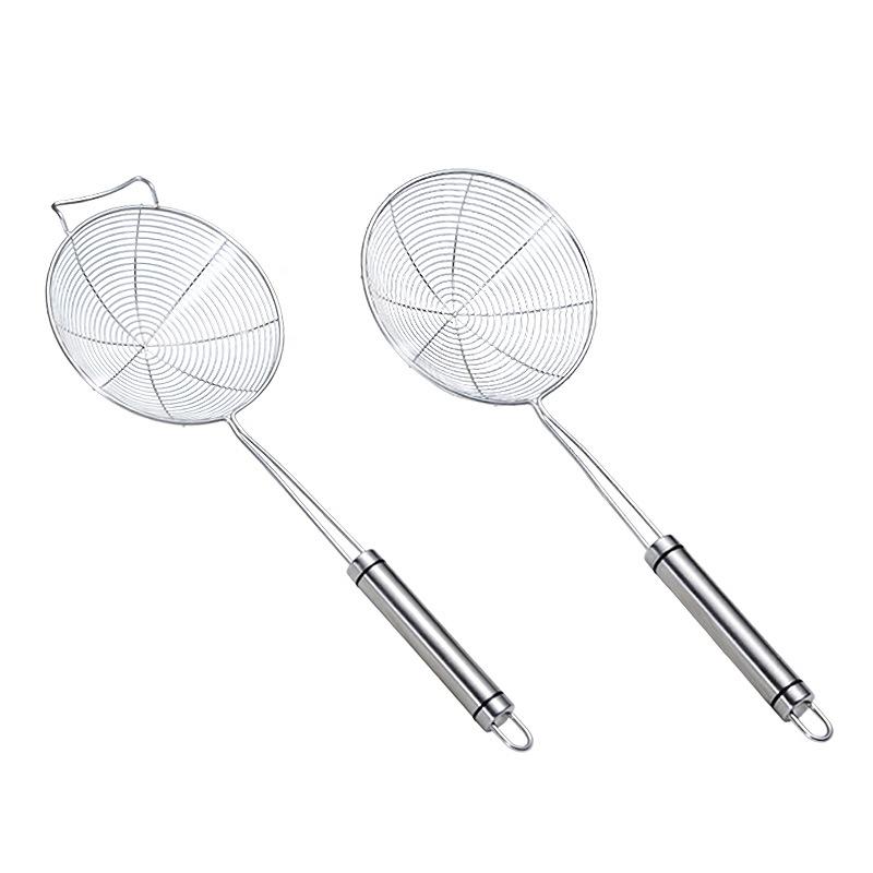 304 Stainless Steel Wire Leakage Round Handle Multi-specification Large Colander Hot Pot Net Leakage Household Kitchen Tool Surface Fishing Spoon
