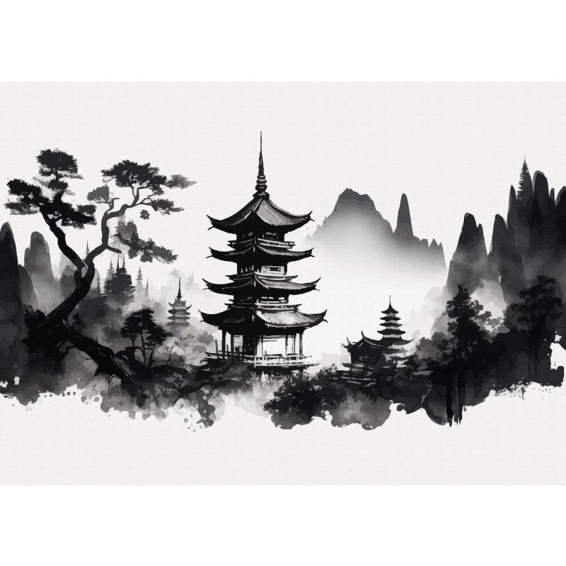 Chinesische Landschaft Paar Vögel Wald Berg Fluss Koi Karpfen Fisch Kunst Poster Drucke Leinwand Malerei Wandkunst Bild Heimdekor