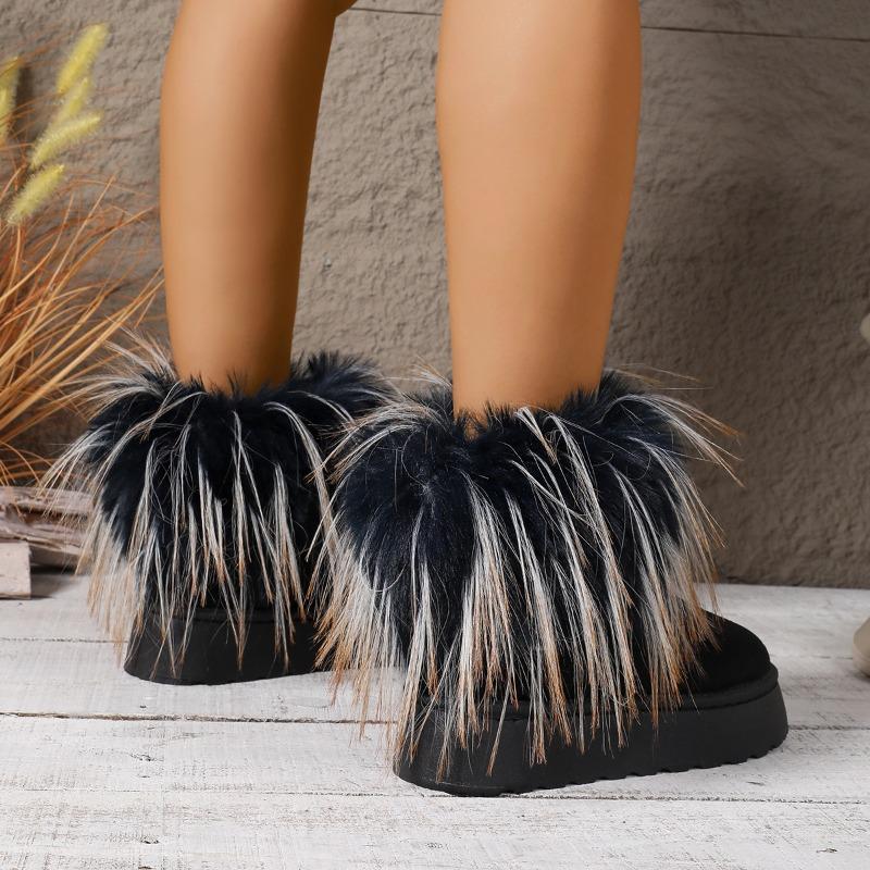 Warm Snow Boots for Winter 2025 New Plus-size Fleece Platform Sleeve Furry Cotton Shoes for Women