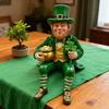 St. Patrick's Day Leprechaun Figurine Small Lucky Shamrock Statue Resin Irish Clover Leprechaun Ornament for Car Dashboard Home Table Decor