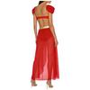 Ladies India Dance Costume S-3XL Sequin Tassel Bodysuit Dress V Neck Cutout Open Front Chiffon Hem with Built-in Shorts for Belly Dance