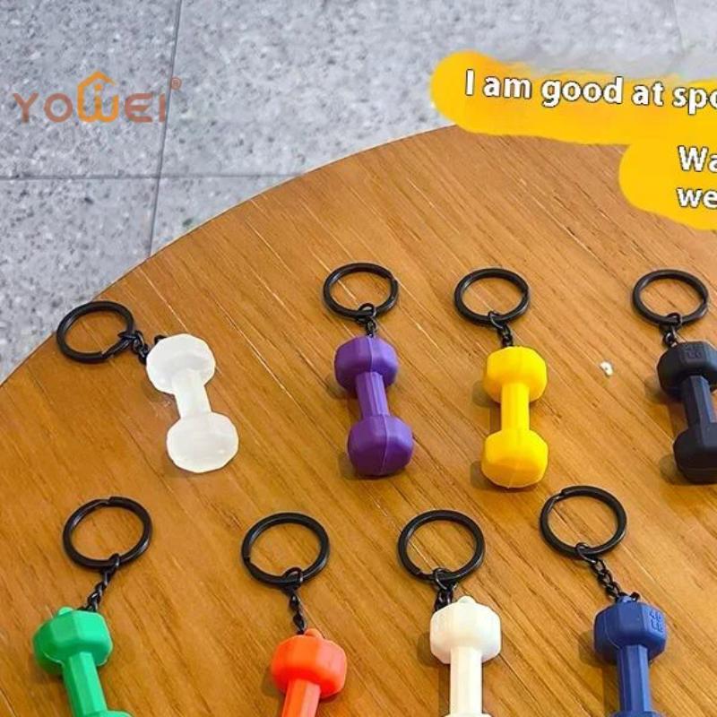 2026 New Barbell Keychain Silicone Dumbbell Keychain Gym Gifts For Gym Lovers Fitness Trainer Gift Backpack Car Key Pendant