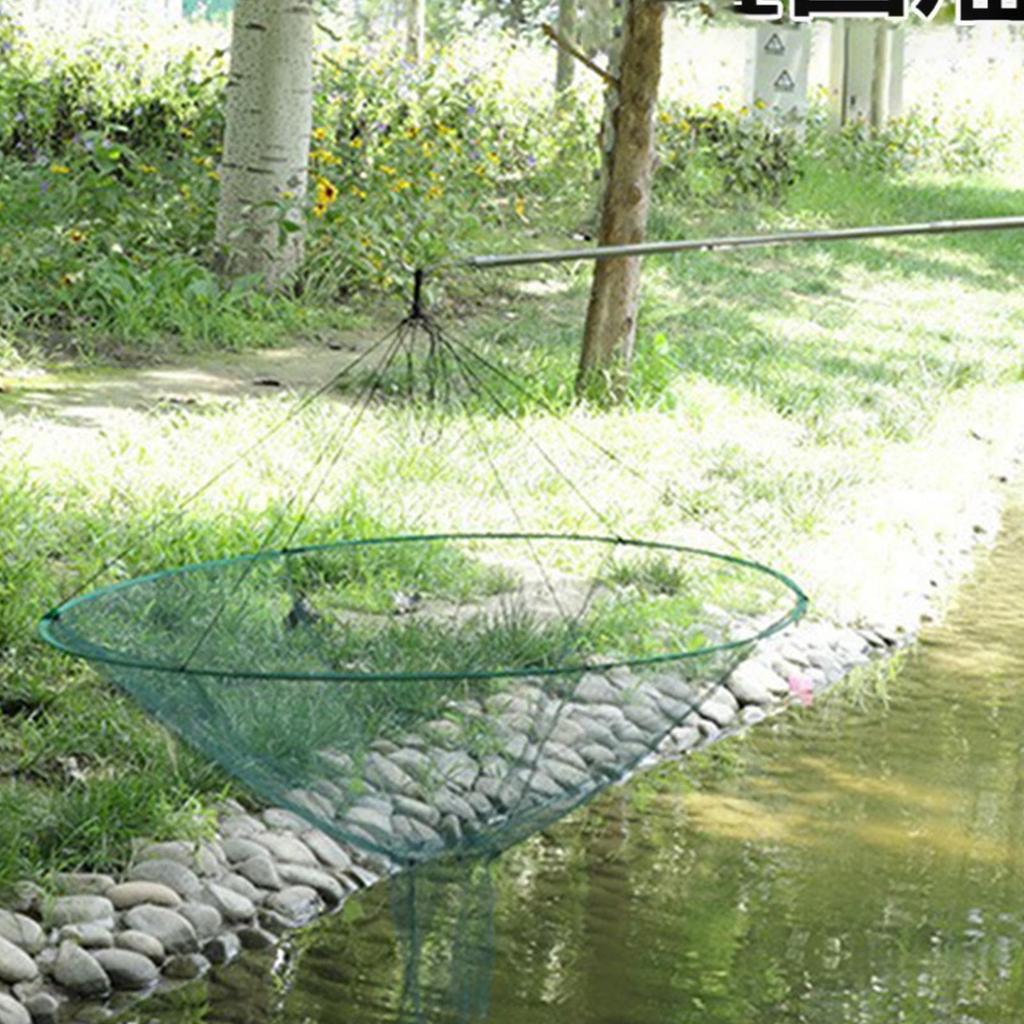 100/80CM Large Round Folding Drop Fishing Net Shrimp Catcher Tank Casting Network Fish Eels Trap Cage Prawn Bait Crab Netting
