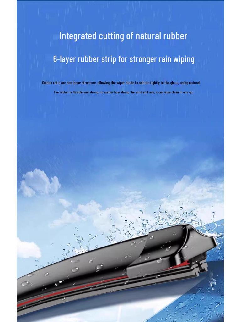 Six-Layer Rubber Car Wiper Blades - Compatible for All Vehicles