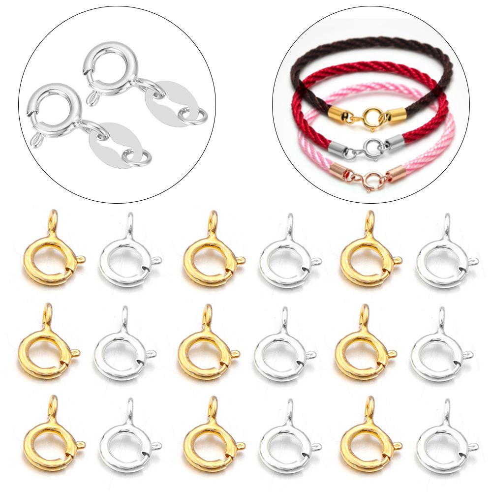 5pcs s925 Sterling Silver Spring Ring Clasp With Open Jump Ring jewelry Clasp For Chain Necklace Bracelet Connectors Wholesale