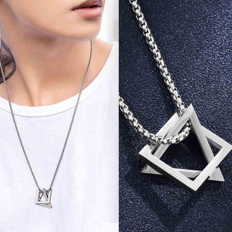 Trendy Men's and Women's Geometric Hip Hop Necklace - Non-Fading, Simple Niche Design