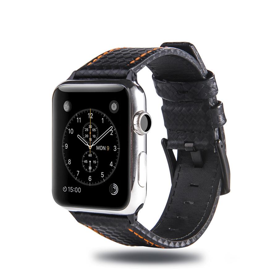 Fashion  Leather Carbon Fiber Strap for Apple Watch 9 8 7 Ultra Buckle Watch Bands for IWatch6 5 4 3SE 40 44 41 45mm 49mm Buckle Band Accessories