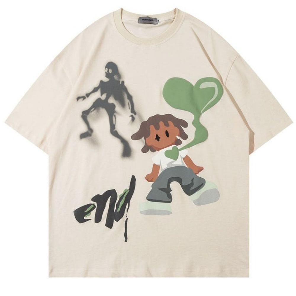 

Fashion Harajuku Style T-Shirt Men s Casual Oversized Heart and Skeleton Graphic T-Shirts Y2K Streetwear Cotton Clothings 3XL