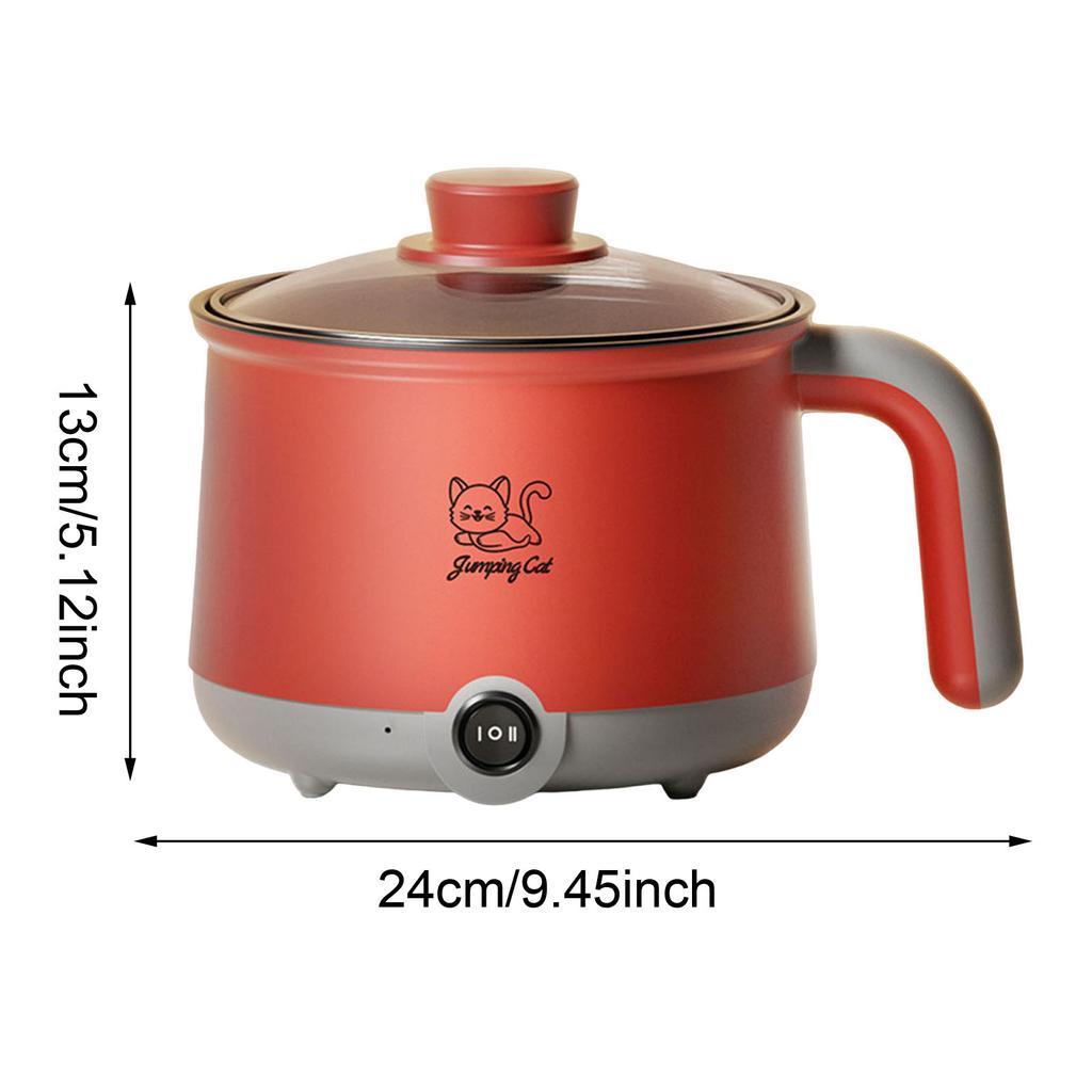 Marmite électrique 1,8 L avec cuiseur vapeur, marmite portable multifonction, cuiseur à ramen antiadhésif pour œufs, soupe, flocons d'avoine, steak, boulettes