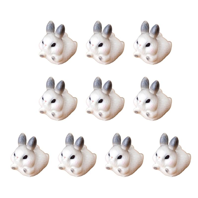 10Pcs Miniature Rabbit Figurines Resin Animal Statues Perfectly for Easter Decorations and Birthday Cake Toppers