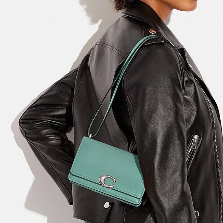 New COACH Bandit Shiny Cow Leather Envelope Bag Shoulder Bag Crossbody Bag Small Size Women's Blue CD724-LHVSE