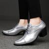 2026 Luxury Golden High Heel Shoes Men Fashion Business Formal Shoes Man Wedding Shoes Size 46 Pointed Toe Leather Shoes Men