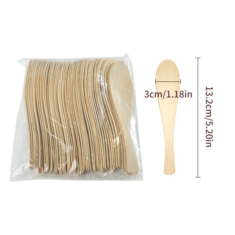 50/100pc Soup Spoon Disposable Bamboo Soup Spoons Compostable 100% Biodegradable Renewable Natural Travel Tableware Eco-Friendly 50pcs