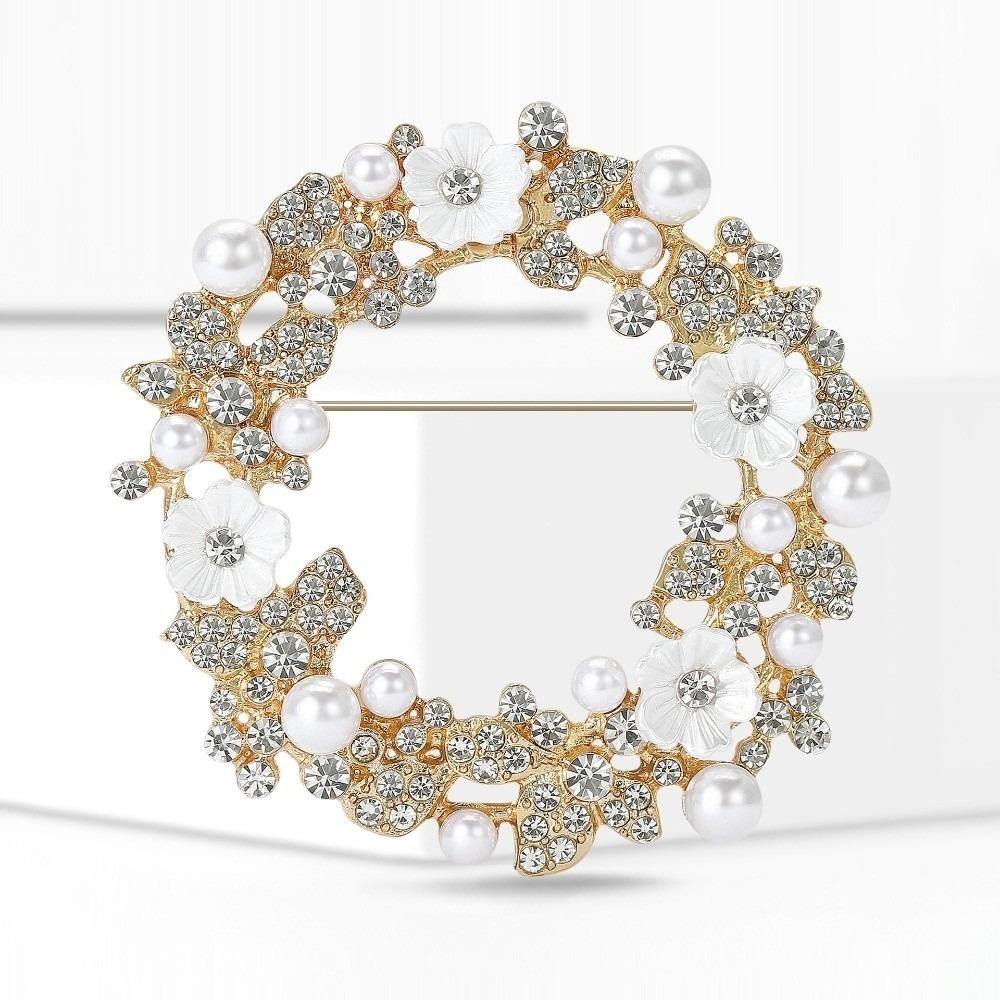 Vintage Rhinestone Brooch Elegant Sparkling Simulation Flower Brooch Flower Design Full Rhinestone Ladies Brooch