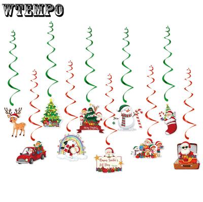 20pcs Christmas Party Decoration Spiral Reindeer Snowman Christmas Winter and New Year Decoration Hanging Ornaments