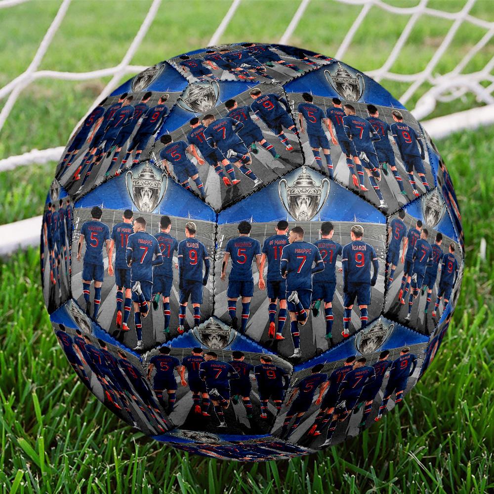 1pc Champions League Celebration Size 5 Indoor Soccer Ball Colorful Machine Stitched PVC Competition Ready Durable High-Bounce. Q70670 Size 5